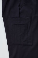 Men's Charcoal cargo pants with comfort waistband, multiple pockets, and roll-up legs for versatility and ease of movement.