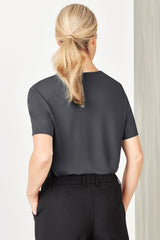 Women's charcoal Marley jersey short-sleeve top, size small, offering comfort and breathability for work and casual wear.