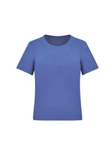 Women's medium blue Marley Jersey short sleeve top, crafted for comfort with breathable stretch fabric, size XXS.