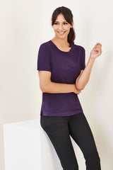 Women's Marley Jersey Short Sleeve Top in purple, size XXS, featuring lightweight fabric for comfort and a flattering fit.