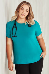 Women's teal Marley Jersey S/S Top, size Small, featuring soft knit fabric for comfort and versatile styling options.