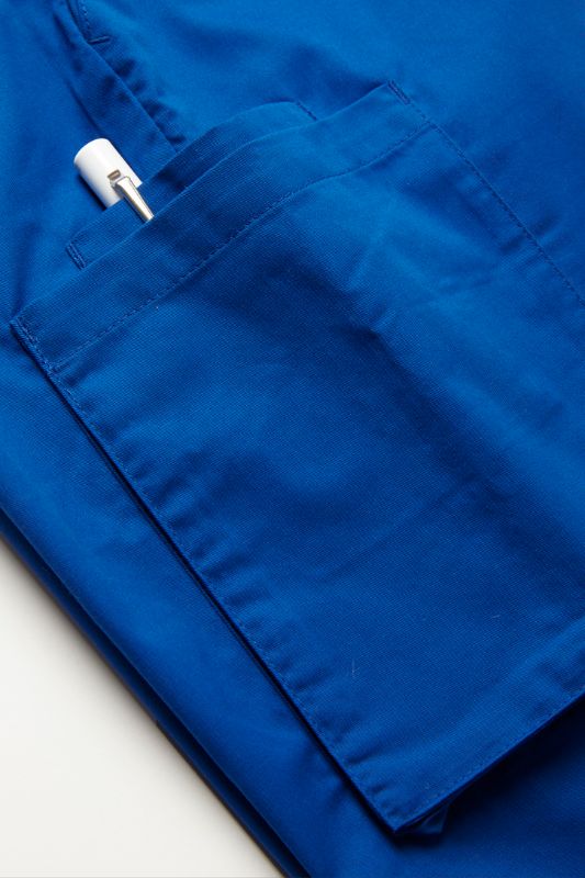 Electric Blue jogger scrub pants for women, featuring a breathable fabric blend, antibacterial panels, and a secure drawstring waist.