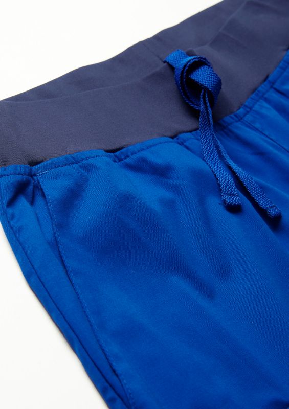 Men's Electric Blue jogger scrub pants in 3XL, featuring a comfy waistband, soft fabric, and stylish cuff design.