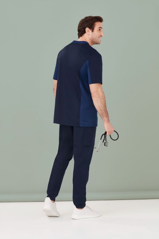 Men's Riley Slim Leg Jogger Scrub Pant in Midnight Navy, XS; soft, breathable fabric with a comfortable drawstring waistband.