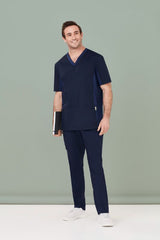 Men's Riley slim leg jogger scrub pants in midnight navy, designed for comfort, functionality, and professional appearance in healthcare.