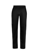 Men's black Riley Straight Scrub Pant with navy waistband, offering comfort, breathability, and antibacterial features in size XS.