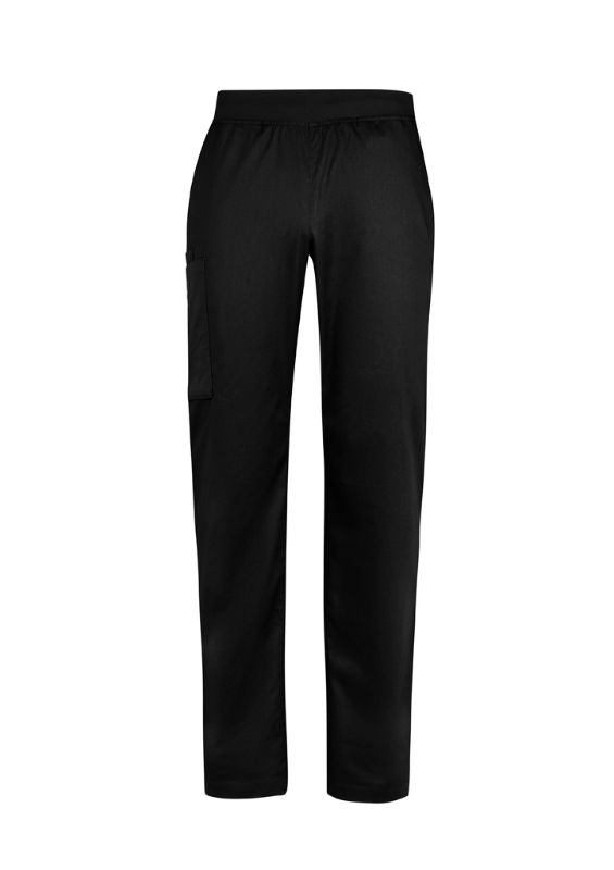 Men's black Riley Straight Scrub Pant with navy waistband, offering comfort, breathability, and antibacterial features in size XS.