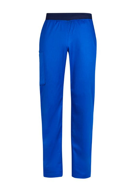 Men's Electric Blue Riley Straight Scrub Pants with adjustable navy waistband, designed for comfort and style in healthcare.