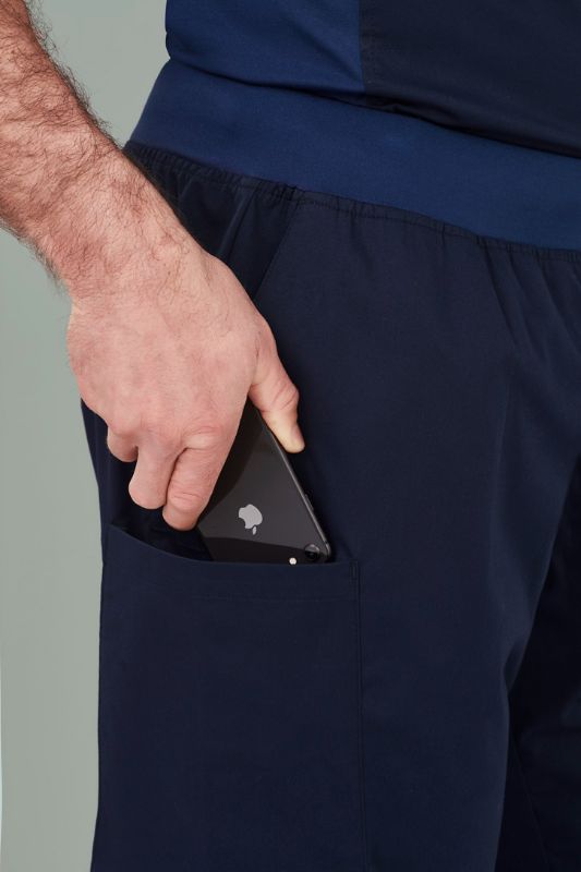 Men's Riley Straight Scrub Pant in Midnight Navy (2XL) featuring a breathable fabric blend, adjustable drawstring, and antibacterial waistband.