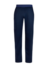 Men's Riley Straight Scrub Pant in Midnight Navy, featuring a soft cotton blend, drawstring waistband, and antibacterial treatment.