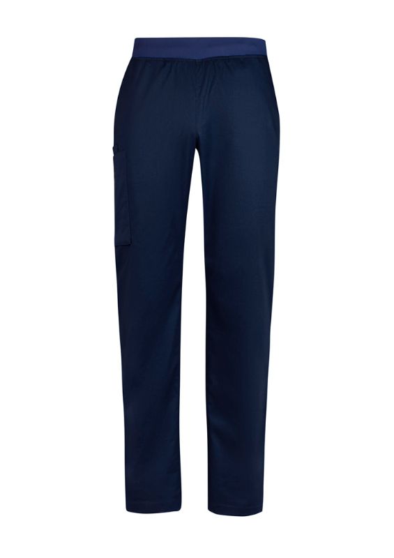 Mens Riley Straight Scrub Pant in Midnight Navy, XL, featuring breathable fabric, adjustable waistband, and antibacterial treatment.