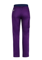 Men's purple Riley straight scrub pant in 3XL, featuring a navy waistband, breathable fabric, and antibacterial treatment for comfort.