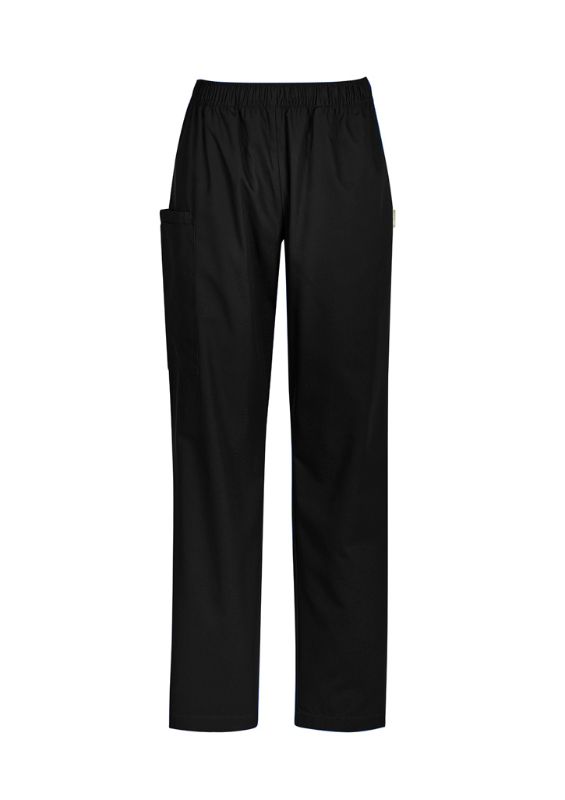 Women's Tokyo Scrub Pant in Black (XXS) featuring cargo pockets, elastic waistband, and a modern straight leg design.