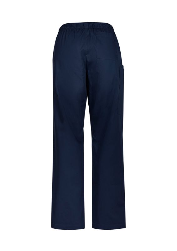 Women's Tokyo Scrub Pant in Navy, Size XXS, featuring elastic waistband, tapered leg, and functional cargo pockets.