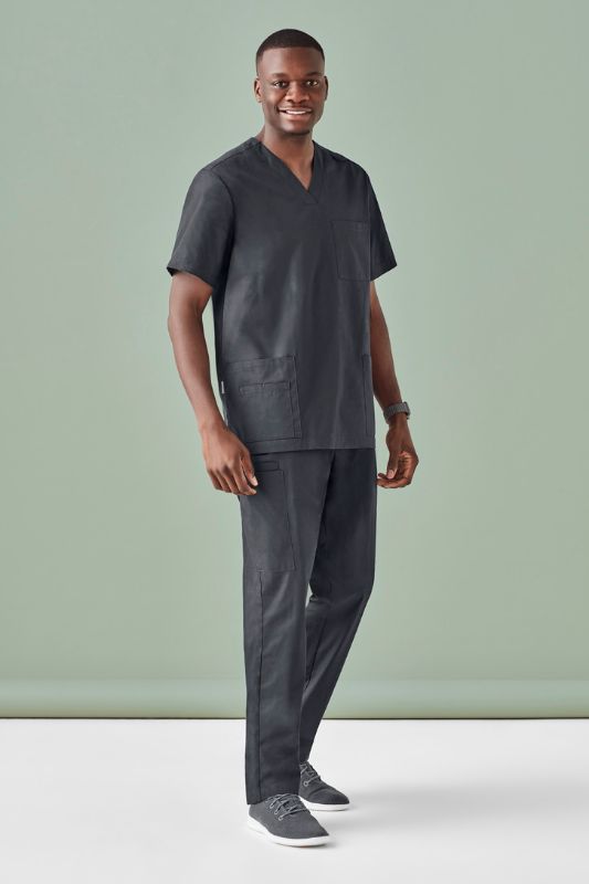 Men's TokyoScrub Pant in charcoal XL, straight-leg with cargo pockets, elastic waistband, and modern tapered design for comfort.