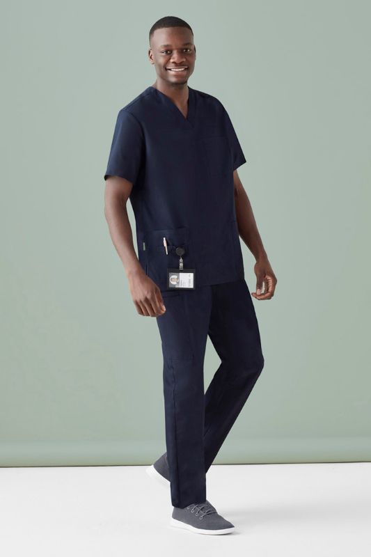 Men's Tokyo Scrub Pant in Midnight Navy, XS, features a modern fit with cargo pockets and antibacterial fabric for comfort.