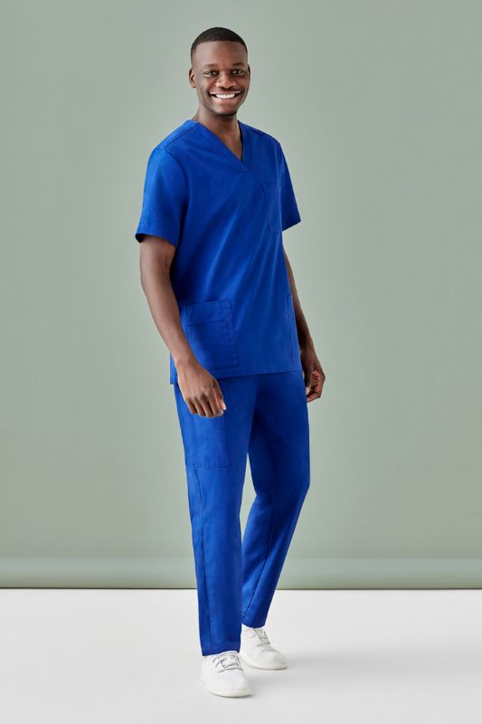 Men's Royal Tokyo Scrub Pant in 4XL, featuring antibacterial fabric, elastic waistband, cargo pockets, and a stylish tapered fit.