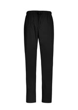 Unisex reversible black scrub pants (XXS) featuring pockets and durable fabric, ideal for healthcare professionals.