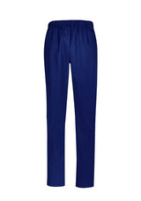 Unisex dark blue reversible scrub pants with pockets, designed for comfort and durability in healthcare settings.