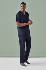 Unisex reversible scrub pants in Midnight Navy, 2XL, featuring chest and back pockets, designed for durability and comfort.