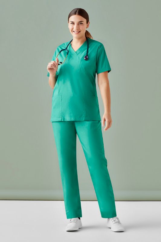 Unisex Hartwell reversible scrub pants in Surgical Green (XXS) with pockets, designed for healthcare professionals' comfort.