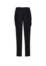 Women's black Avery multi-pocket scrub pants in size L, featuring a tapered leg design and made from durable, comfortable fabric.