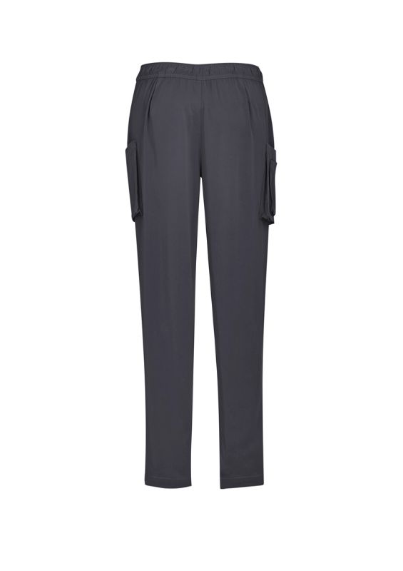 Women's Charcoal Avery Slim Leg Scrub Pant in XS, featuring tapered cut, multiple pockets, and moisture-wicking fabric.