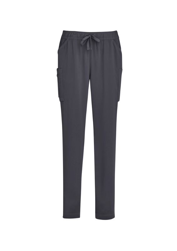 Womens Avery Multi Pocket Slim Leg Scrub Pant in Charcoal for healthcare professionals, featuring tapered legs and multiple pockets.