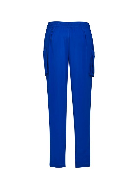 Electric Blue women's scrub pants in size 3XL with multi pockets, tapered leg design, and moisture-wicking fabric for comfort.