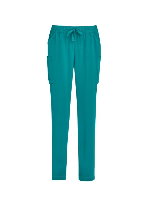 Teal Women's Avery Slim Leg Scrub Pant (XXS) with tapered fit, multiple pockets, and moisture-wicking fabric for comfort.