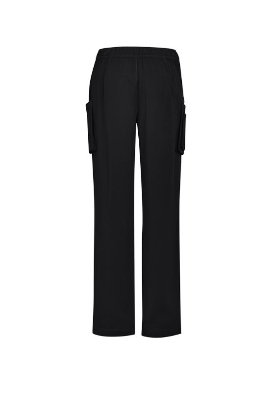 Black straight leg scrub pants for women, size 5XL, featuring multi pockets and a moisture-wicking fabric for comfort.