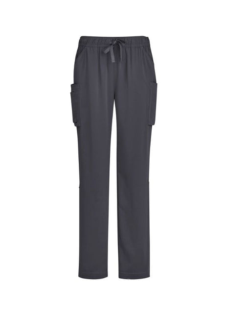 Charcoal scrub pants in size 5XL featuring multiple pockets and a roll-up leg option for versatile, practical wear.