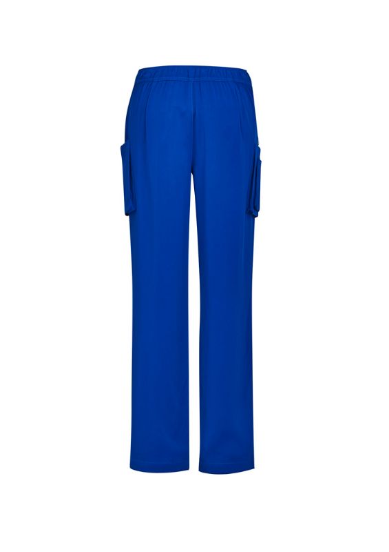 Women's Electric Blue scrub pants with straight leg fit, multiple pockets, and wicking fabric for comfort in healthcare environments.