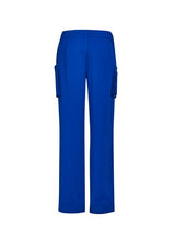 Women's Electric Blue scrub pants with straight leg fit, multiple pockets, and wicking fabric for comfort in healthcare environments.