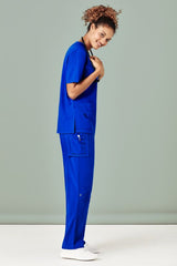 Electric Blue Women's Avery Scrub Pants - Straight leg, multi-pockets, and roll-up option for comfort and style in healthcare.