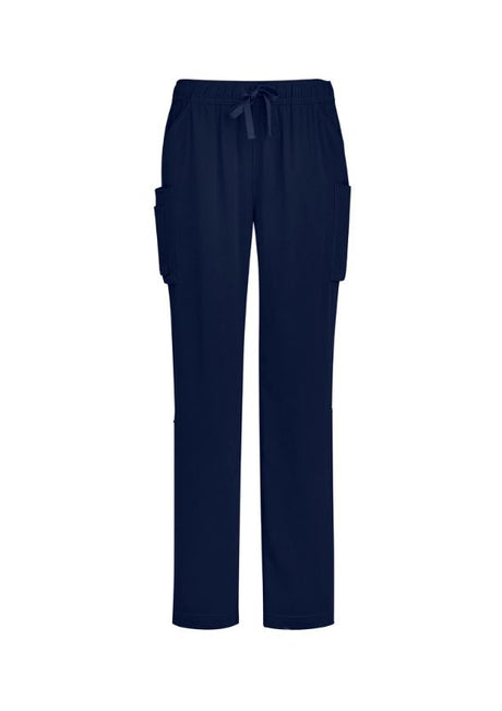 Women's Navy Avery Multi Pocket Straight Leg Scrub Pant in size S, featuring durable fabric and versatile cargo pockets.