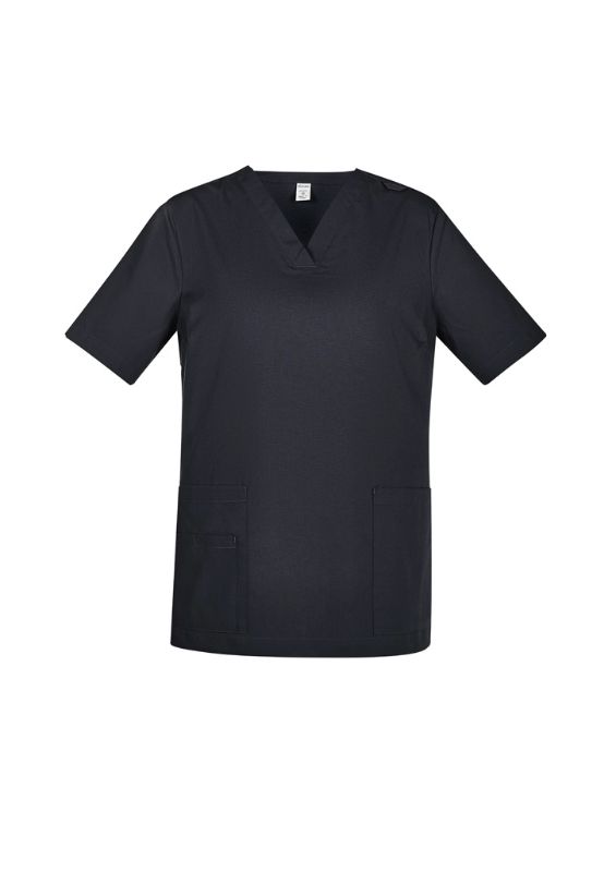 Charcoal Women's Tokyo V-Neck Scrub Top in XXS, featuring antimicrobial fabric, multiple pockets, and a tailored fit.