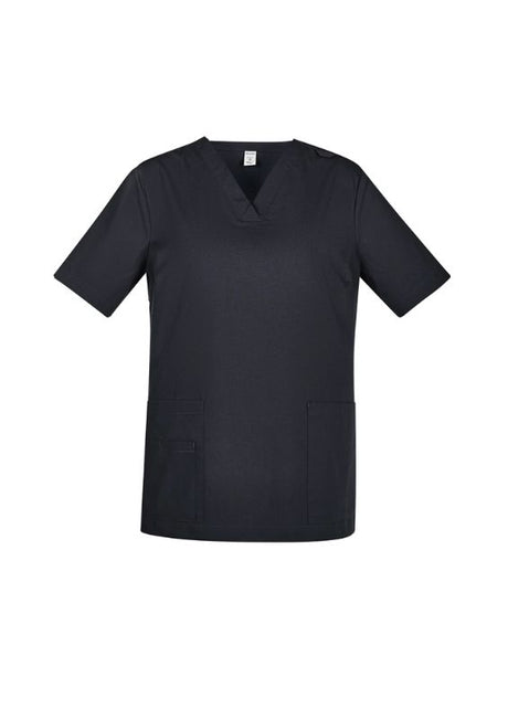 Womens Tokyo V-Neck Scrub Top in Charcoal, Size 3XL, with antimicrobial treatment, V-neck design, and multiple pockets.