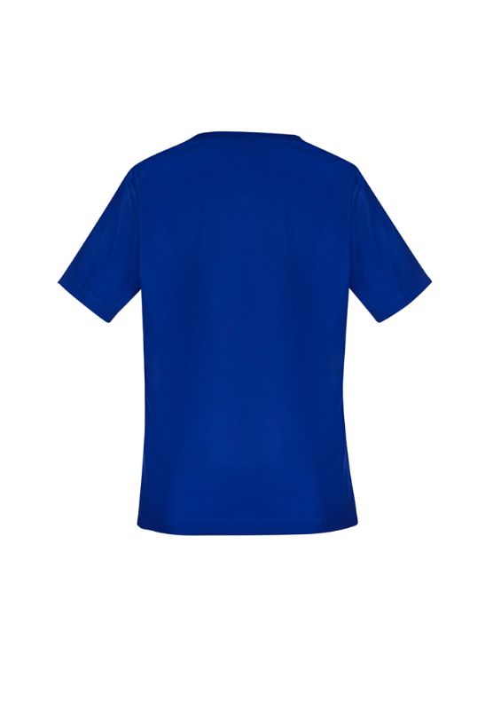 Royal blue V-neck scrub top for women, M size, featuring multiple pockets and antimicrobial technology for comfort and style.