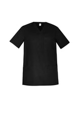 Men's Tokyo V-Neck Scrub Top in Black (XS) featuring antimicrobial fabric, V-neck design, and practical pockets.