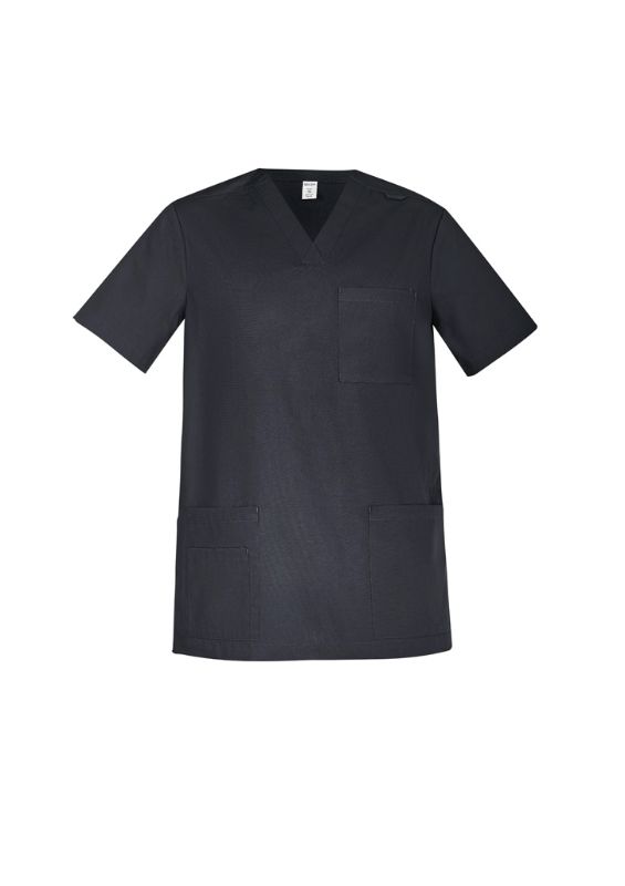 Men's Tokyo V-Neck Scrub Top in charcoal, size XL, featuring antimicrobial treatment, multiple pockets, and a tailored fit.