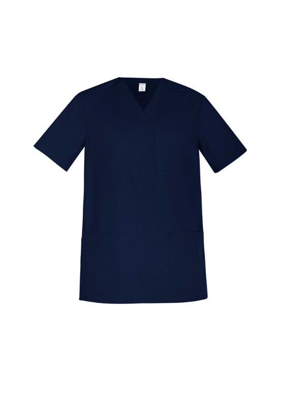 Men's Tokyo V-Neck Scrub Top in Midnight Navy, featuring antimicrobial fabric, V-neck design, and multiple pockets for healthcare professionals.