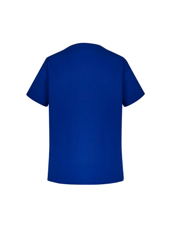 Men's Royal V-neck scrub top in size XS, featuring antimicrobial technology, multiple pockets, and a tailored fit.