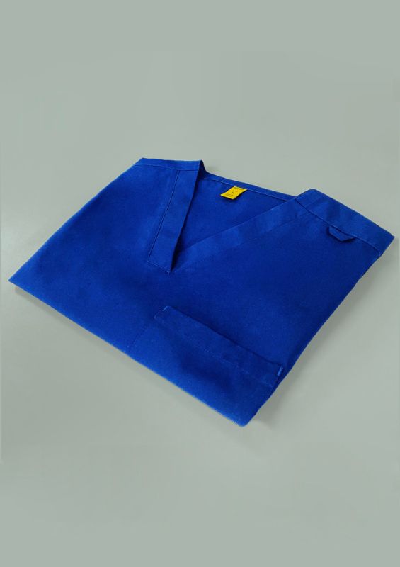 Men's Royal V-Neck Scrub Top in XS, featuring antimicrobial fabric, pockets, and tailored fit for healthcare professionals.