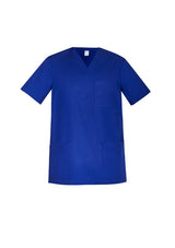 Men's Royal V-Neck Scrub Top (4XL) by Biz Collection, featuring soft cotton blend, odor control, pockets, and tailored fit.