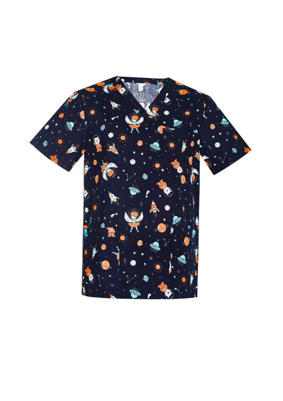 Mens Space Party Scrub Top - Midnight Navy (Small)
