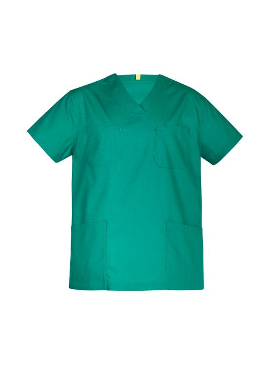 Unisex Hartwell reversible scrub top in Surgical Green, featuring durable fabric and functional pockets for healthcare professionals.