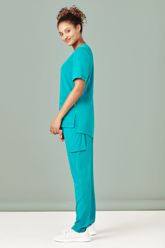 Women's Avery Charcoal Scrub Top in Size XS, featuring a tailored fit, durable fabric, multiple pockets, and chic design.