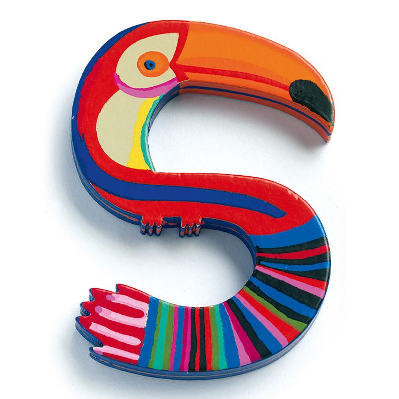 Djeco Animals Letter - S set featuring whimsical animal illustrations, perfect for personalizing children's decor.