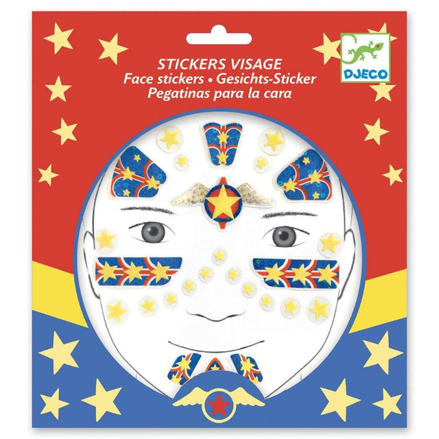 Colorful Djeco Super Hero sticker activity books set of 4, designed for creative storytelling and imaginative play.